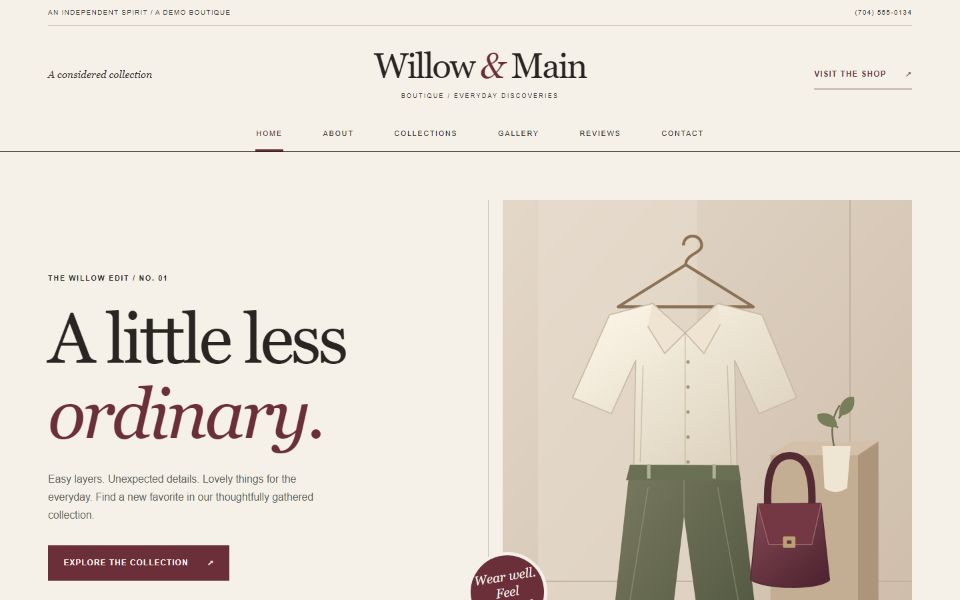 Actual Boutique / Retail demo website screenshot