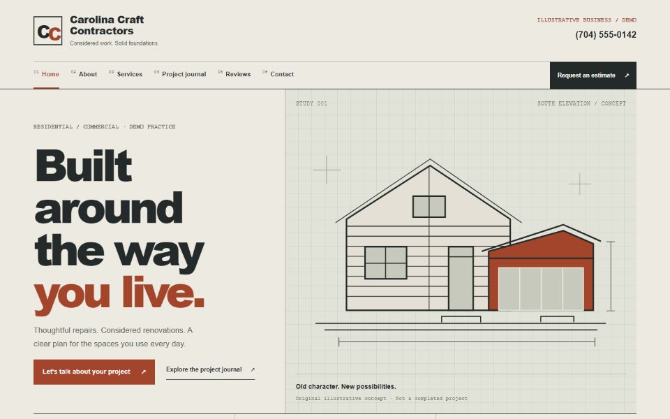 Actual Contractor General demo website screenshot