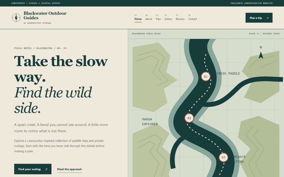 Actual Outdoor Guide & Local Service demo website screenshot