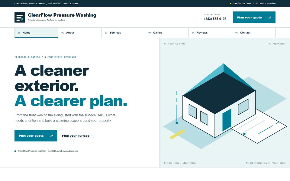 Actual Pressure Washing demo website screenshot