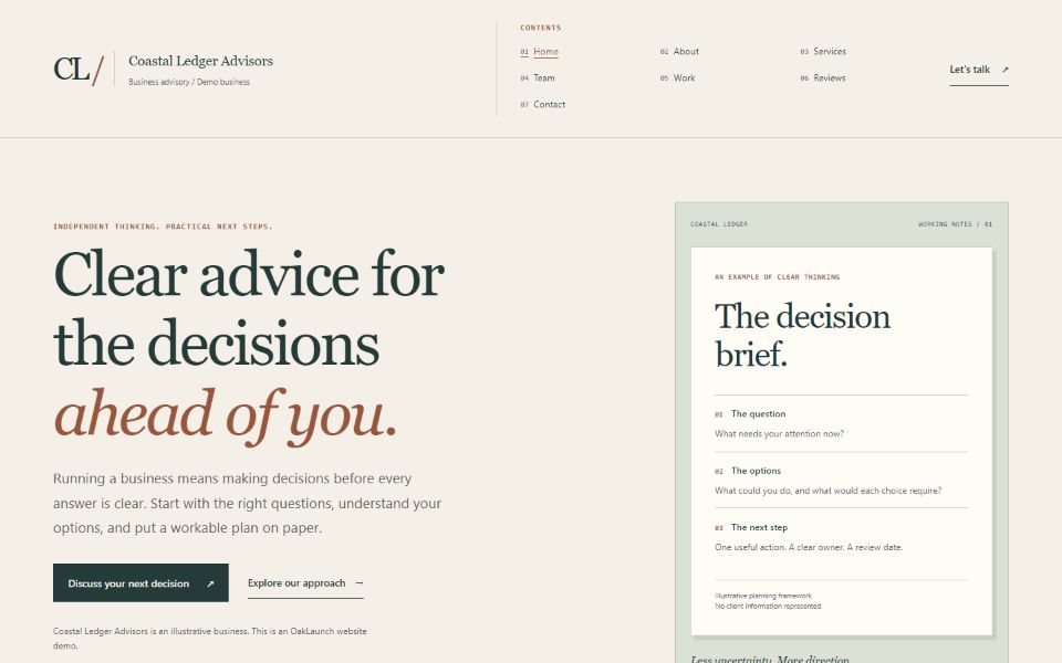 Actual Professional Services demo website screenshot